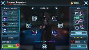 Emperor Palpatine on SWGOH