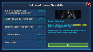 Emperor's Demise event SWGoH