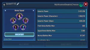 SWGoH- Galactic Power on Arena Card