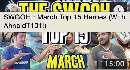 Top 15 SWGoH - March 2018