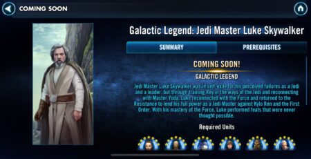 SWGoH - Galactic Legend Jedi Master Luke Skywalker