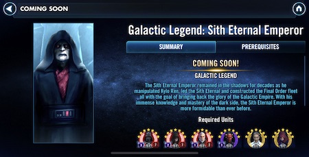 SWGoH - Galactic Legend Sith Eternal Emperor