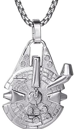 Star Wars Mens Officially Licensed Stainless Steel Pendant Necklace, 22″ Box Chain