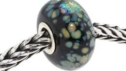 Authentic Trollbeads Glass 62020 Black Flower Mosaic