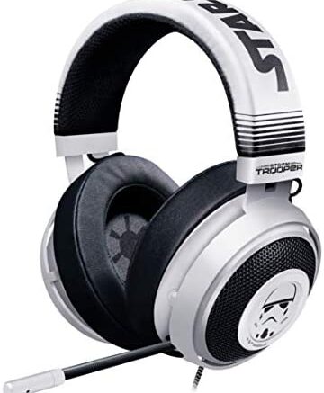 Razer Kraken Gaming Headset: Lightweight Aluminum Frame – Retractable Noise Isolating Microphone – for PC, PS4, PS5 Switch, Xbox One, Xbox Series X & S, Mobile – 3.5 mm Audio – Stormtrooper Edition