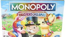 MONOPOLY Unicorns vs. Llamas Board Game for Ages 8 and Up; Play on Team Unicorn or Team Llama