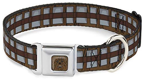 Buckle-Down Dog Collar Seatbelt Buckle Star Wars Chewbacca Bandolier Bounding Browns Gray Available in Adjustable Sizes for Small Medium Large Dogs