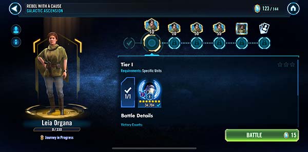 SWGoH - Galactic Legend Leia event